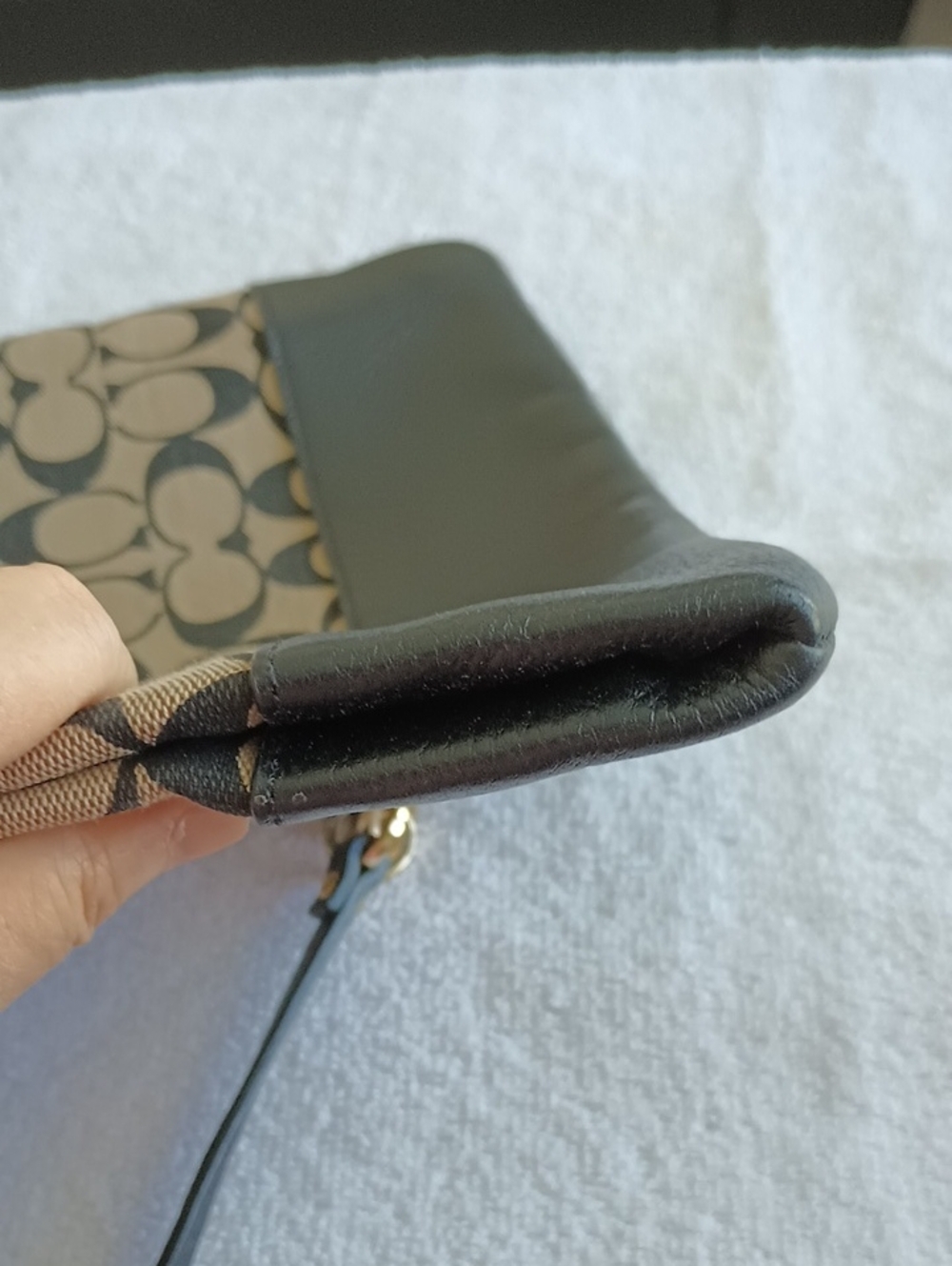 Coach #51086 Madison Khaki Black Signature Canvas Slim Crossbody File Bag - Picture 5 of 14